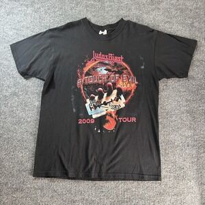 Judas Priest A Touch Of Evil‎ Tour Shirt Mens Large Black Anvil Metal Tee